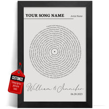 Load image into Gallery viewer, Custom Vinyl Lyrics Print Poster Canvas Gift Him, Gift Her - Anniversary Wedding Gift, Wall Art Decor Couple Gifts For Him - Personalised Music Poster