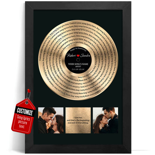 Custom Gold Vinyl Record Plaque, Engraved Music Award, Personalized Gift for Music Lovers