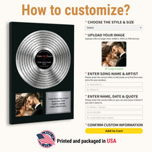 Load image into Gallery viewer, VICILO Personalized Vinyl Record Frame with Custom Engraving, Wedding, Platinum Vinyl Record Award for Couple, Personalized Gifts for Him, Music Gift for Dad, Mom
