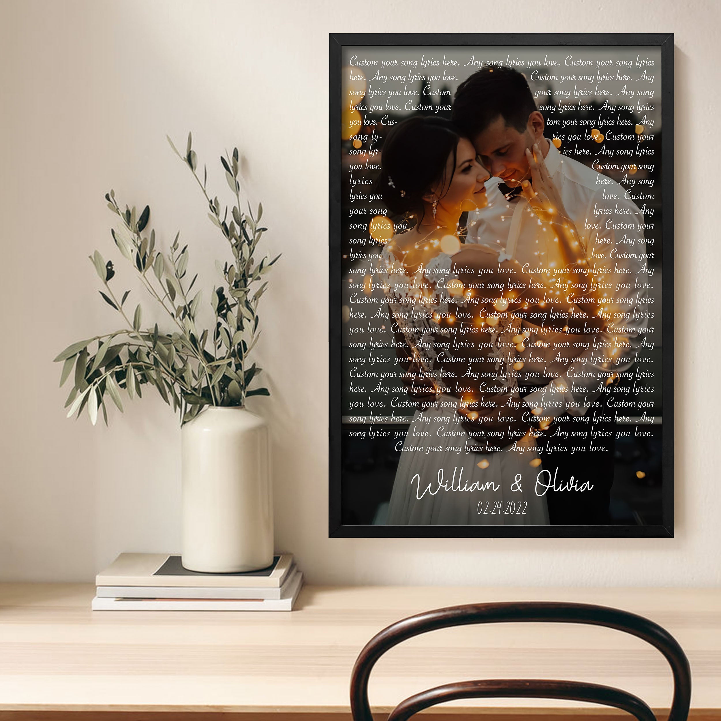 Customized Song Lyrics Personalized Photo Gifts for Couples Gifts, One Year Anniversary Personalized Music Poster House Decor, Husband Gifts From Wife - Inspirational Wall Art