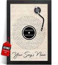 Load image into Gallery viewer, Custom Song Lyrics Poster Canvas Wall Art Perfect Song Chords Couple One Year Anniversary Vinyl Record Gifts For Him