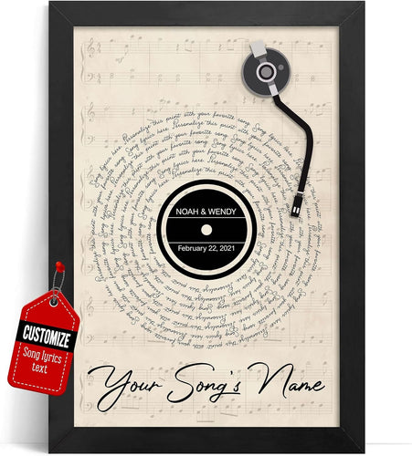 Custom Song Lyrics Poster Canvas Wall Art Perfect Song Chords Couple One Year Anniversary Vinyl Record Gifts For Him