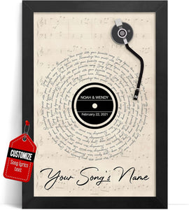 Custom Song Lyrics Poster Canvas Wall Art Perfect Song Chords Couple One Year Anniversary Vinyl Record Gifts For Him