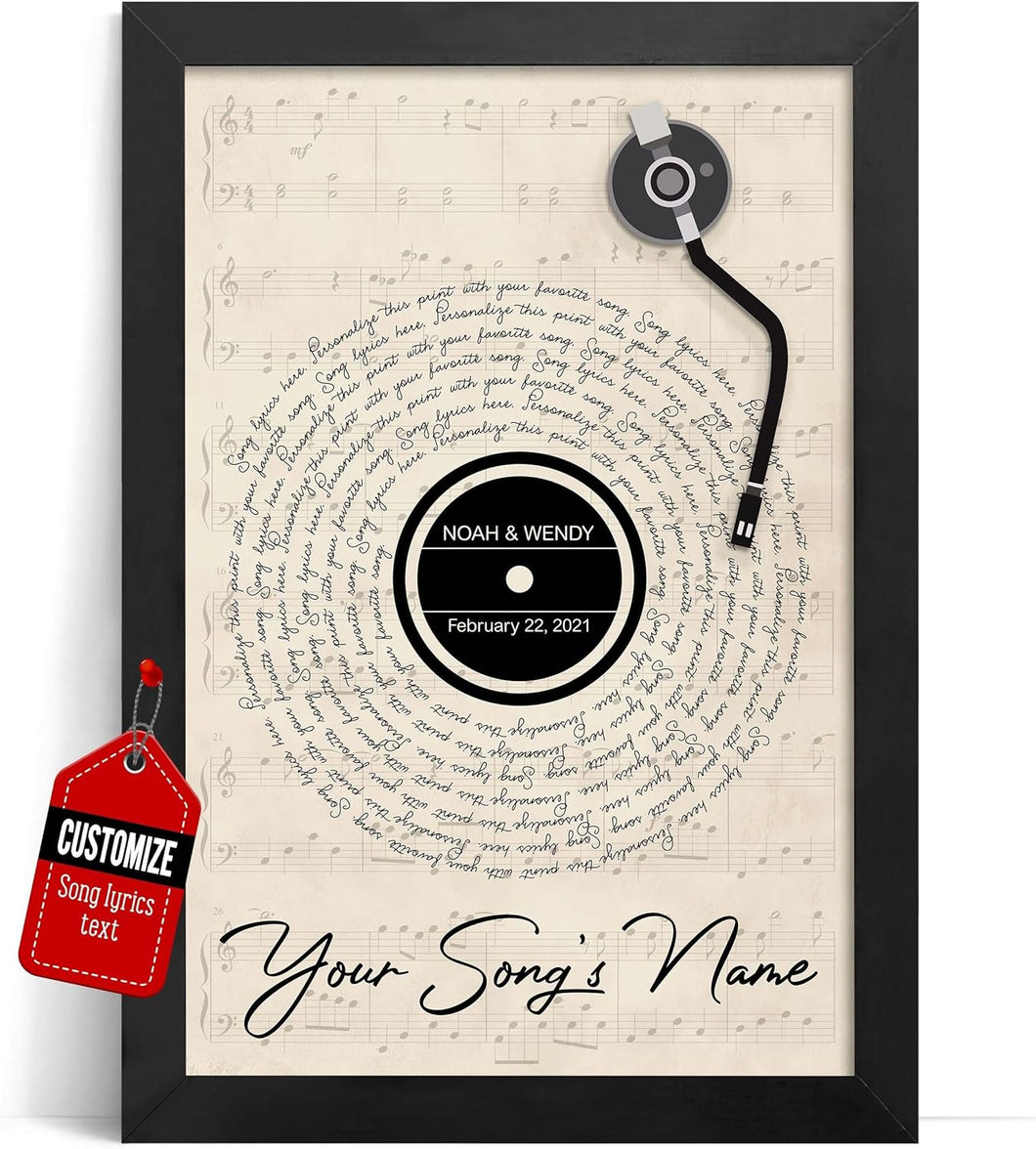 Custom Song Lyrics Poster Canvas Wall Art Perfect Song Chords Couple One Year Anniversary Vinyl Record Gifts For Him