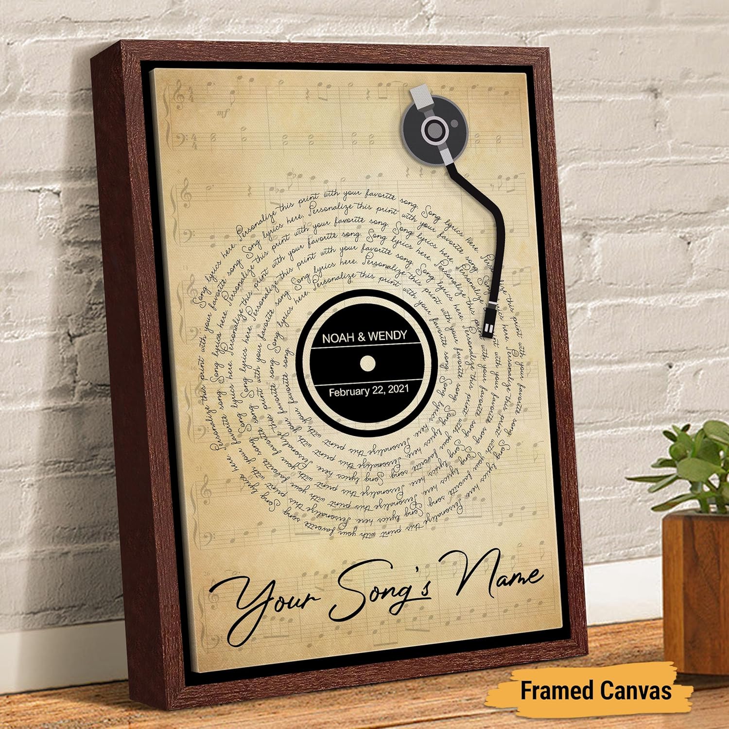 Custom Song Lyrics Poster Canvas Wall Art Perfect Song Chords Couple One Year Anniversary Vinyl Record Gifts For Him