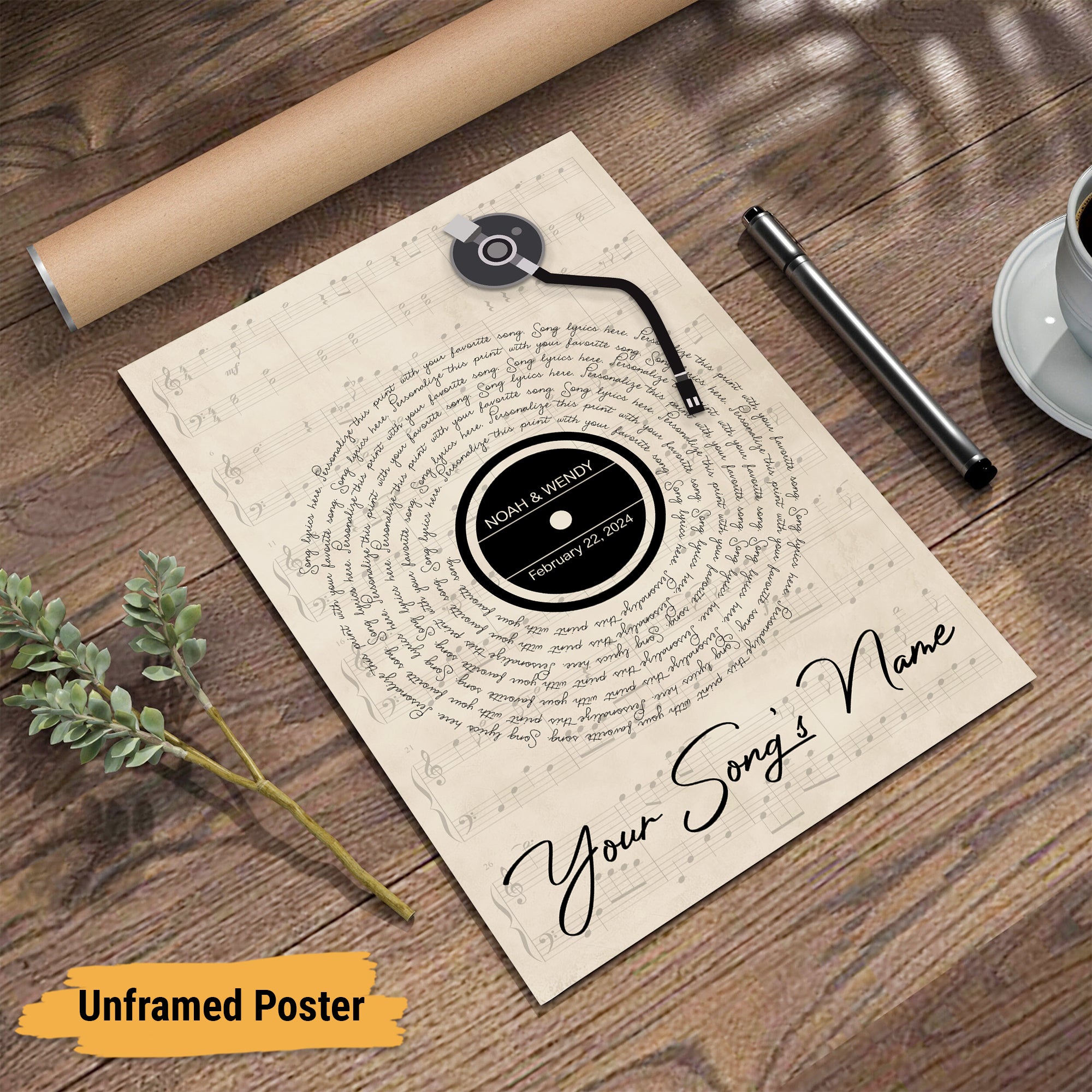 Custom Song Lyrics Poster Canvas Wall Art Perfect Song Chords Couple One Year Anniversary Vinyl Record Gifts For Him