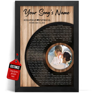 VICILO Customized Song Lyrics Canvas Wall Art, Unique Chords and Melody Celebration for One Year Together, Personalized Vinyl Record Gift for Him, Ideal for Husband or Boyfriend, Framed Music Poster, Thoughtful Couples' Anniversary