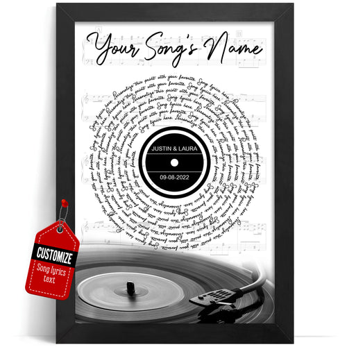 VICILO Customized Music Wall Art for Him, Favorite Song Lyrics for Her Christmas Gift for Him, Record With Song Lyrics Poster Anniversary for Her, Personalized Vinyl Record Song Lyrics Frame Our Song