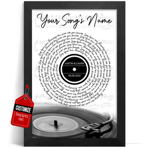 VICILO Customized Music Wall Art for Him, Favorite Song Lyrics for Her Christmas Gift for Him, Record With Song Lyrics Poster Anniversary for Her, Personalized Vinyl Record Song Lyrics Frame Our Song