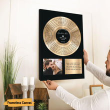 Load image into Gallery viewer, Custom Song Lyrics Vinyl Record Canvas Wall Art - Personalized Music Poster with Photo, Perfect Song Chords Couples One Year Anniversary - Paintings Inspirational Wall Art Gift for Him Her