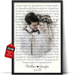 Customized Song Lyrics Canvas Poster - First Wedding Anniversary for Couple, Personalized Music Poster Sentimental Gifts for Girlfriend - Using My Own Photo Wall Decor, Husband Gifts From Wife