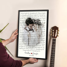 Load image into Gallery viewer, Customized Song Lyrics Canvas Poster - First Wedding Anniversary for Couple, Personalized Music Poster Sentimental Gifts for Girlfriend - Using My Own Photo Wall Decor, Husband Gifts From Wife