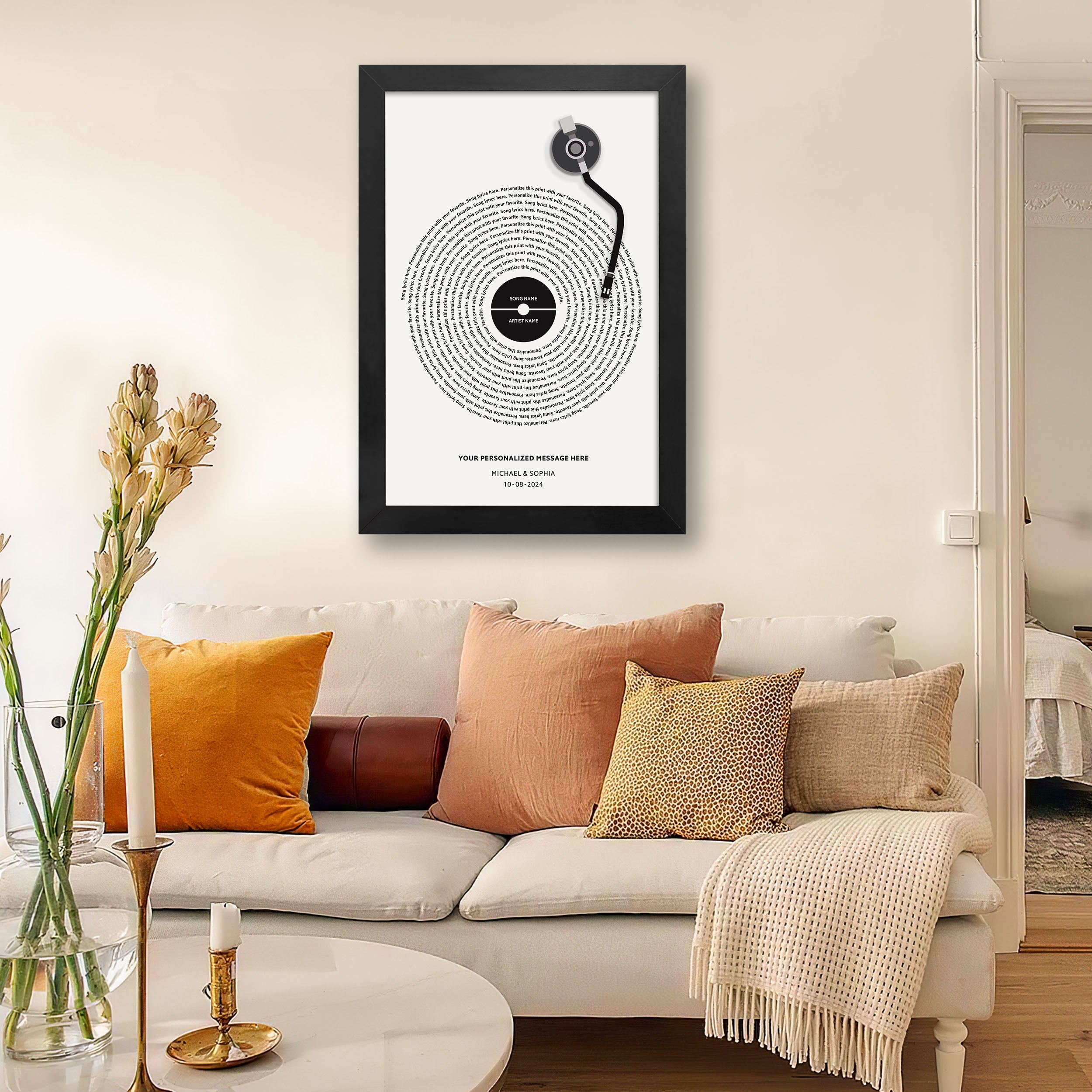 Custom Vinyl Record Lyrics Print Gift Him, Gift Her - Anniversary Wedding Song Dance, Wall Art Decor for Husband Couple Gifts - Personalized Anniversary Music Poster Canvas Gifts