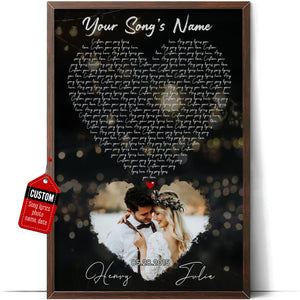 Personalized Gift for Couple, Custom Music And Lyrics Print - Wedding Anniversary First Dance Song Lyrics Poster, Wall Art Decor, Music Poster Couples Gifts for Him Image Photo