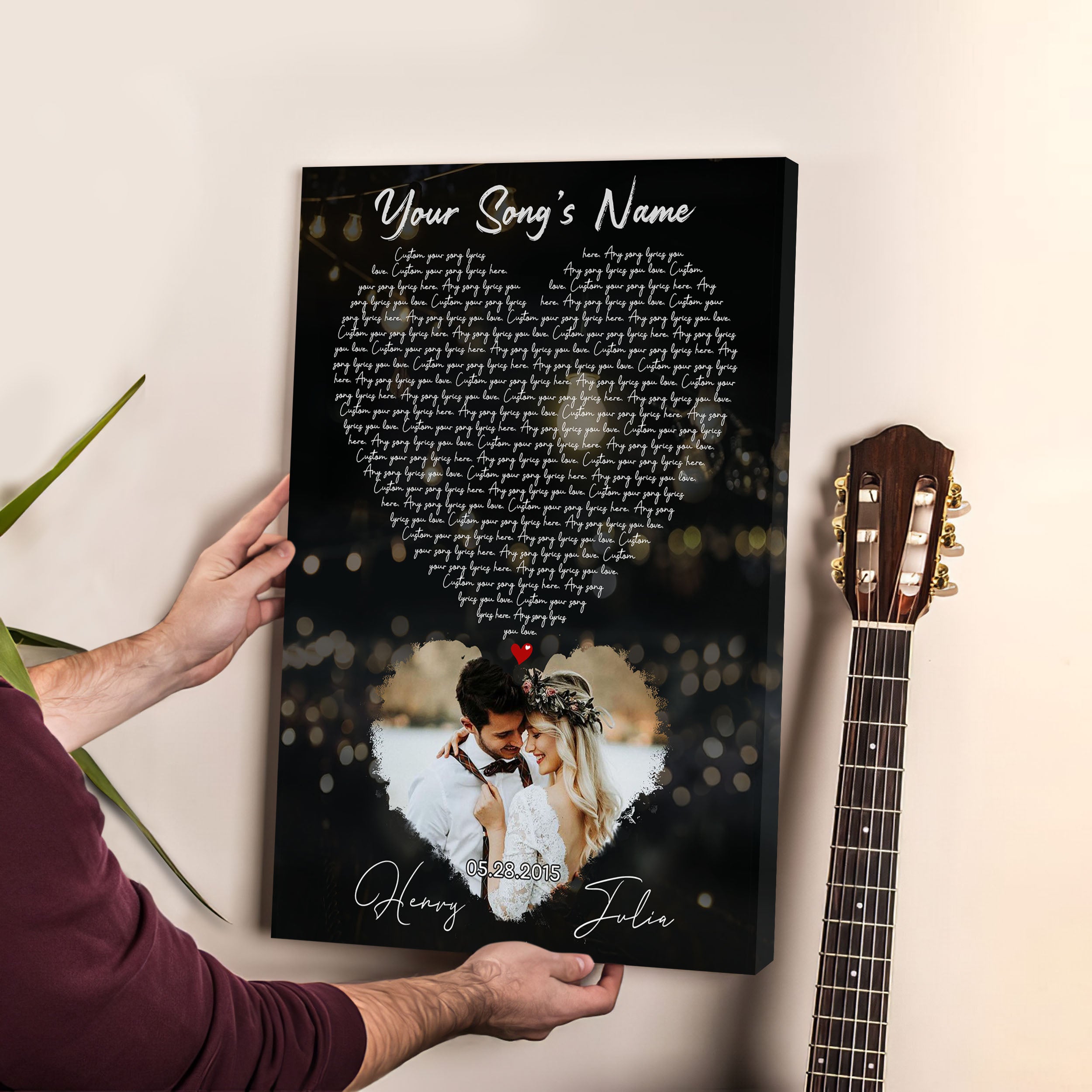 Personalized Gift for Couple, Custom Music And Lyrics Print - Wedding Anniversary First Dance Song Lyrics Poster, Wall Art Decor, Music Poster Couples Gifts for Him Image Photo