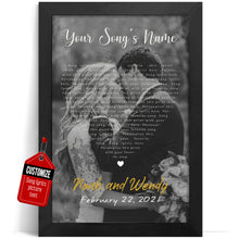 Load image into Gallery viewer, Custom Song Lyrics Poster Canvas Wall Art Black White Color Heart Wedding One Year Anniversary Personalized Print For Couples