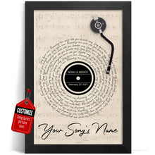 Load image into Gallery viewer, Custom Song Lyrics Poster Canvas Wall Art Perfect Song Chords Couple One Year Anniversary Vinyl Record Gifts For Him