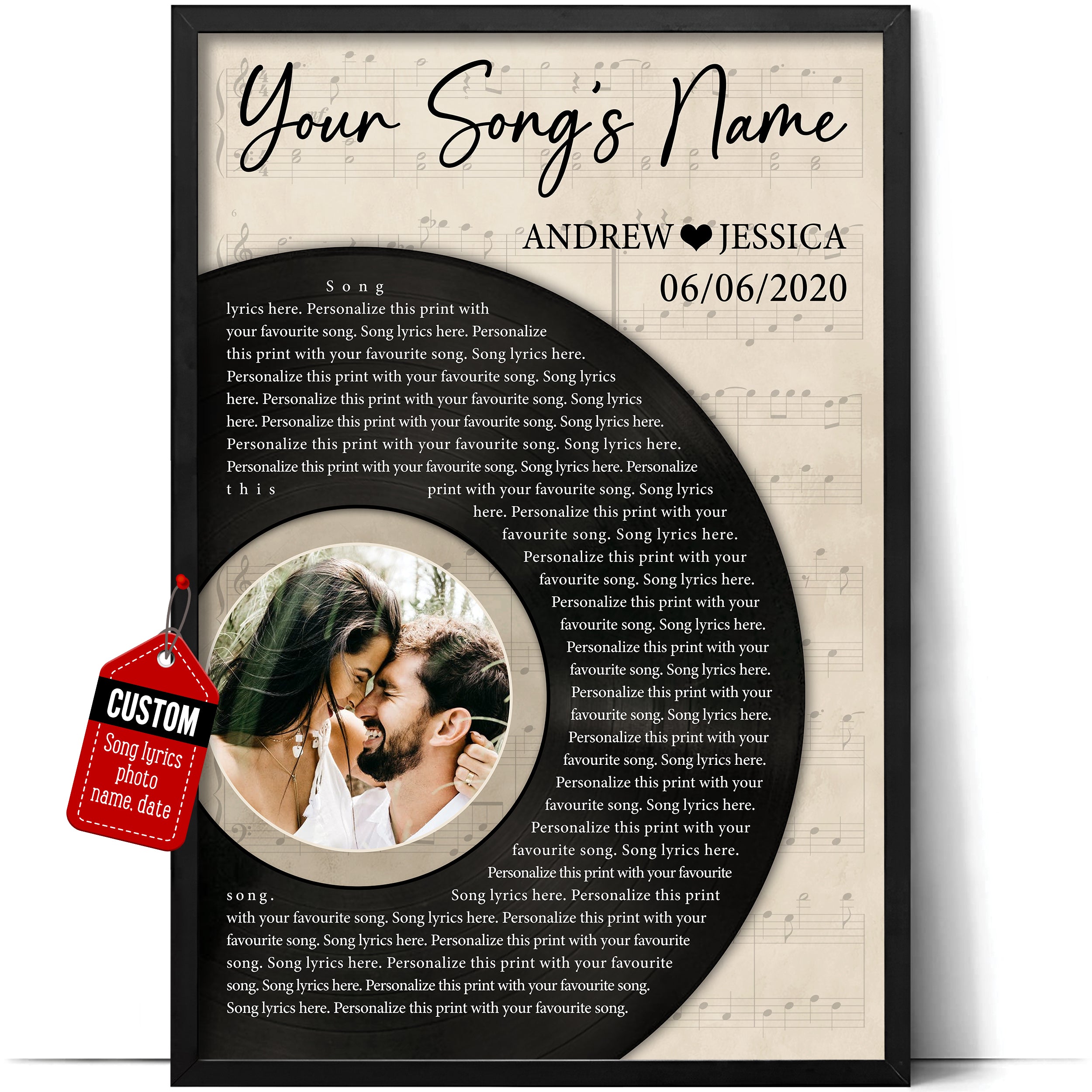 Custom Song Lyrics Poster Wall Art Gifts For Husband Wife Custom Vinyl Record With Picture Sentimental Decor
