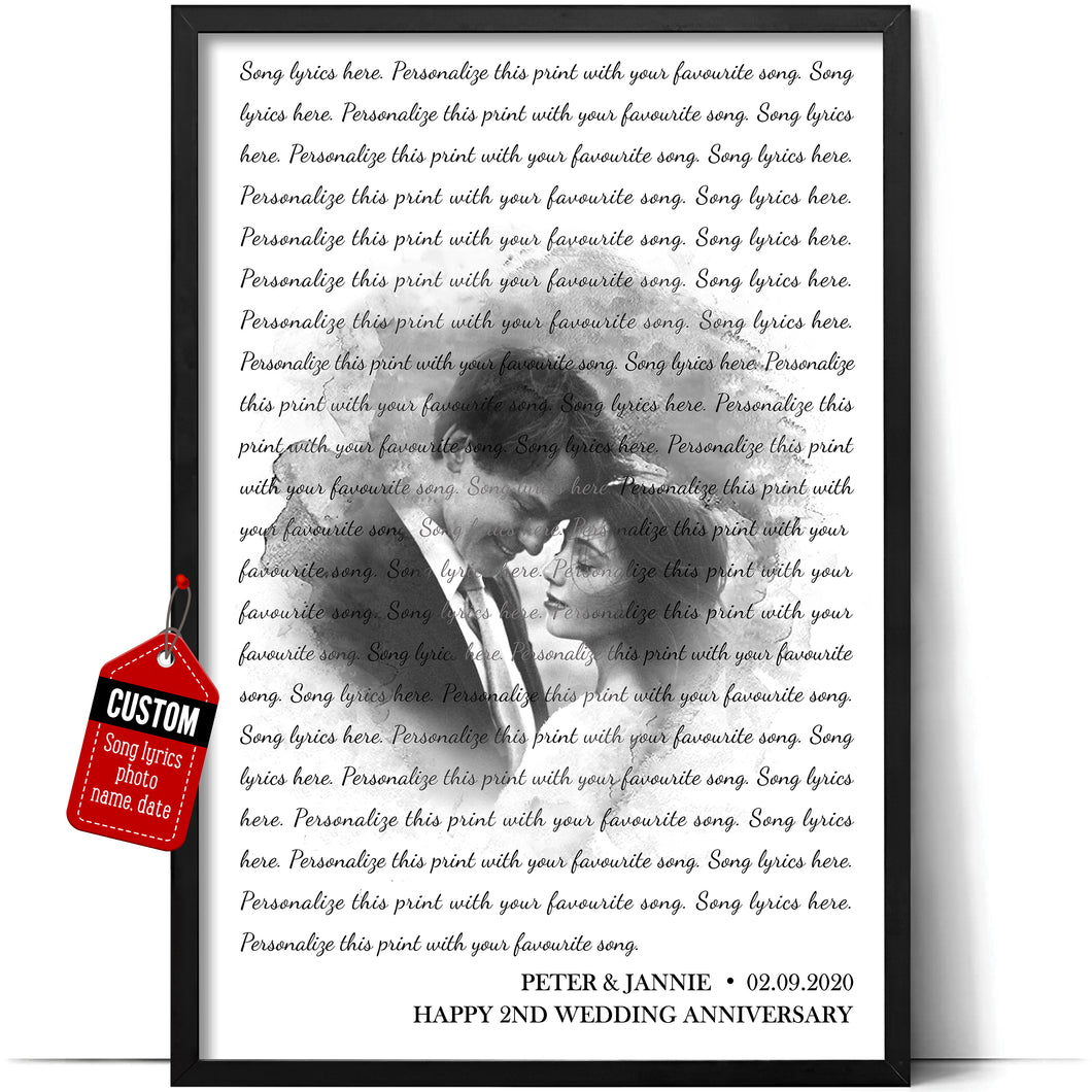 Custom Song Lyrics Poster Wall Art Classic Love Wedding Photo Music Dance Song Print Valentines Day Gifts