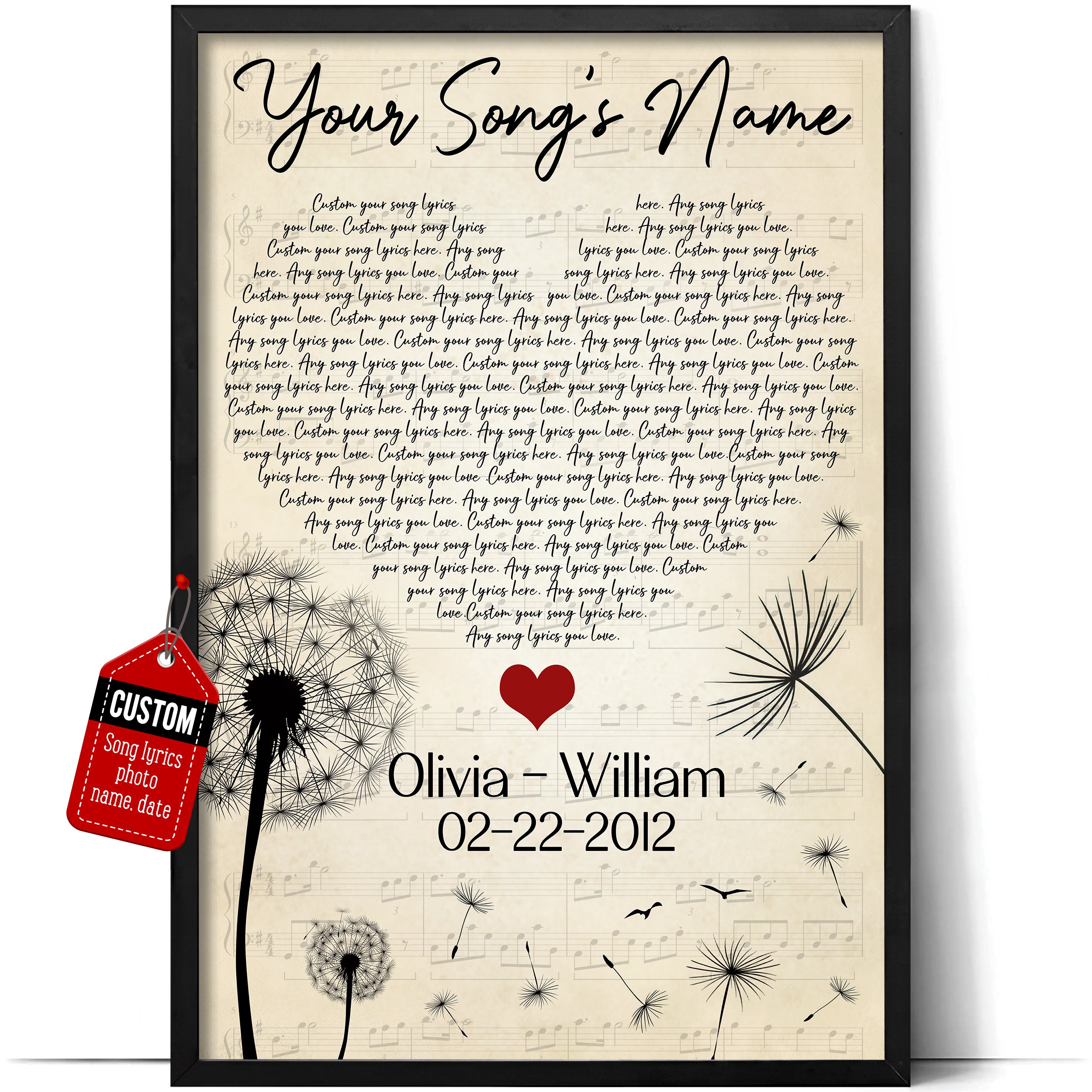  H-DEWALL Personalized Song Lyrics Poster Photo Gifts For Your  Boyfriend Image Poster Wall Art Frame Music Artist Customized Canvas Framed  Photo Art Work For The Bedroom(Gifts For Valentine): Posters & Prints