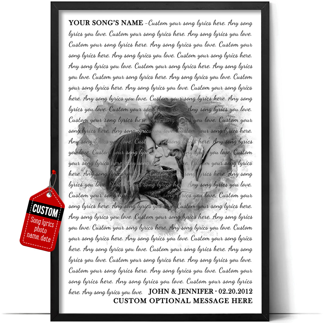 Custom Gifts for Husband - Personalized Gifts Custom Photo Song Lyrics Prints, First Dance Song Anniversary Poster, Wall Art  Home Decor, Perfect Wedding Gift for Couples, Valentines Day Gifts