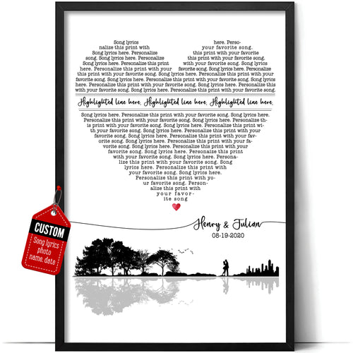 Custom Song Lyrics Poster Wall Art Gifts For Perfect Boyfriend Valentines Personalized Heart Lyric