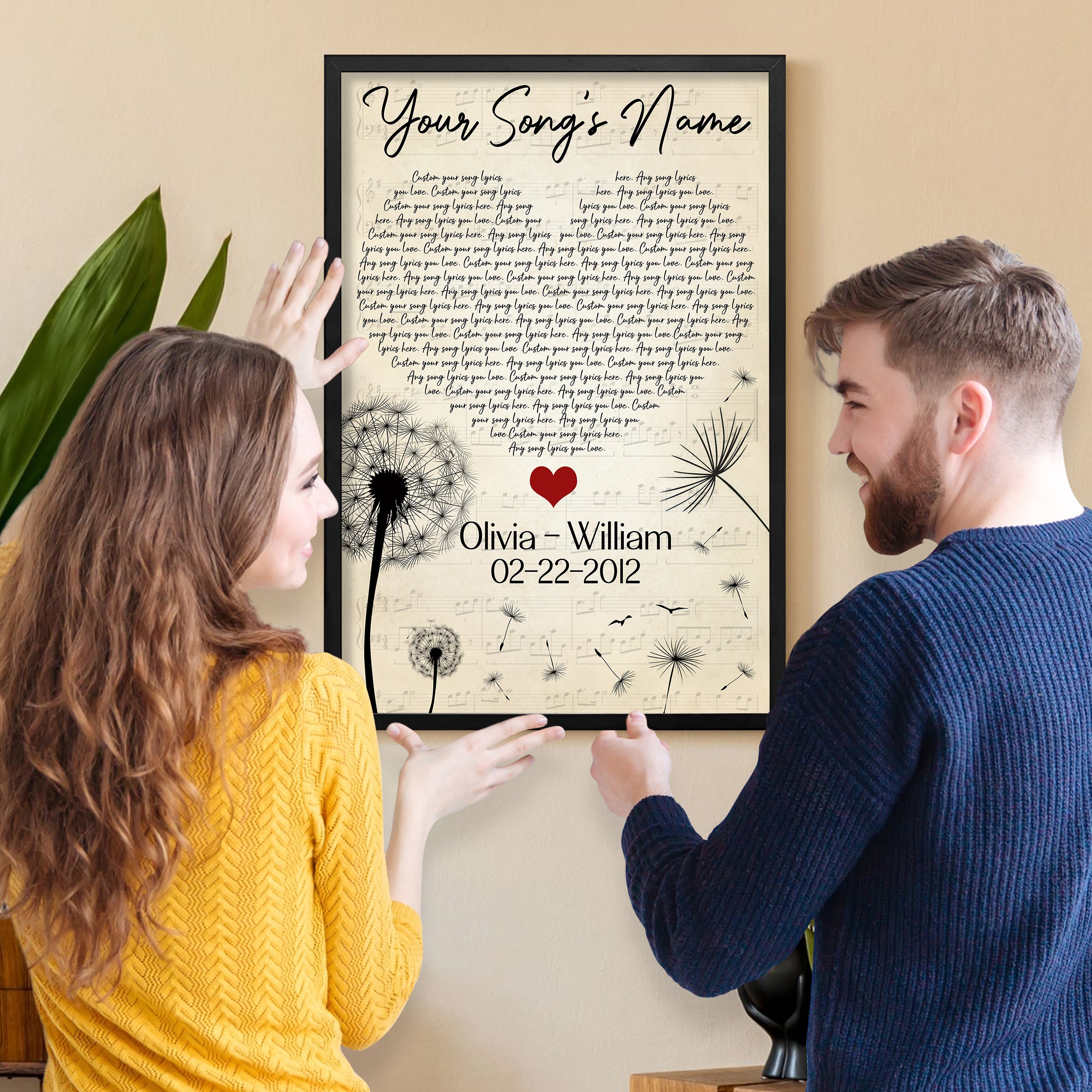 Song Lyrics Wall Art With QR Code Gift for Husband Christmas 