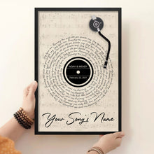 Load image into Gallery viewer, Custom Song Lyrics Poster Canvas Wall Art Perfect Song Chords Couple One Year Anniversary Vinyl Record Gifts For Him