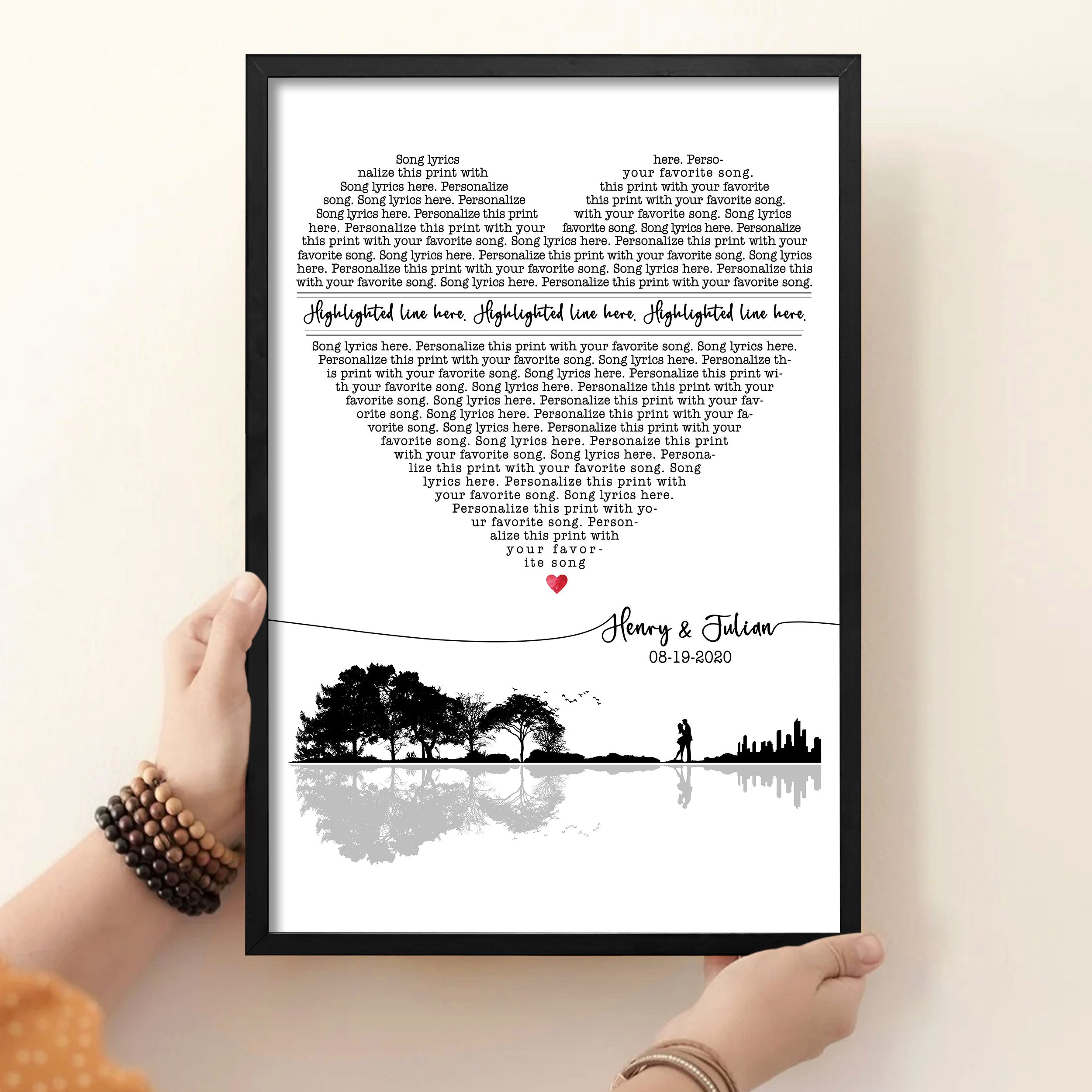 Custom Song Lyrics Poster Wall Art Gifts For Perfect Boyfriend Valentines Personalized Heart Lyric