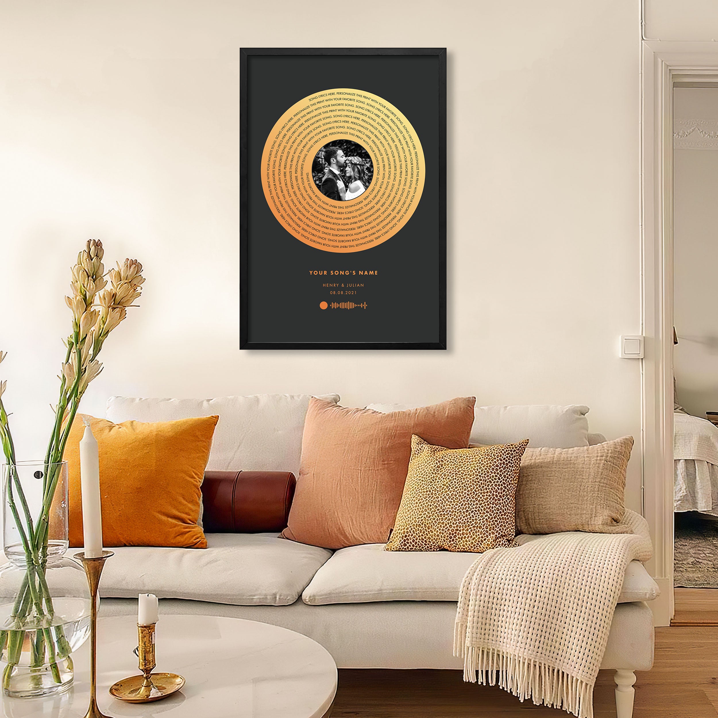 Custom Song Lyrics Poster Canvas Wall Art Couples Valentines Day Gifts For Man Music Vinyl Record Cool Picture For Your House