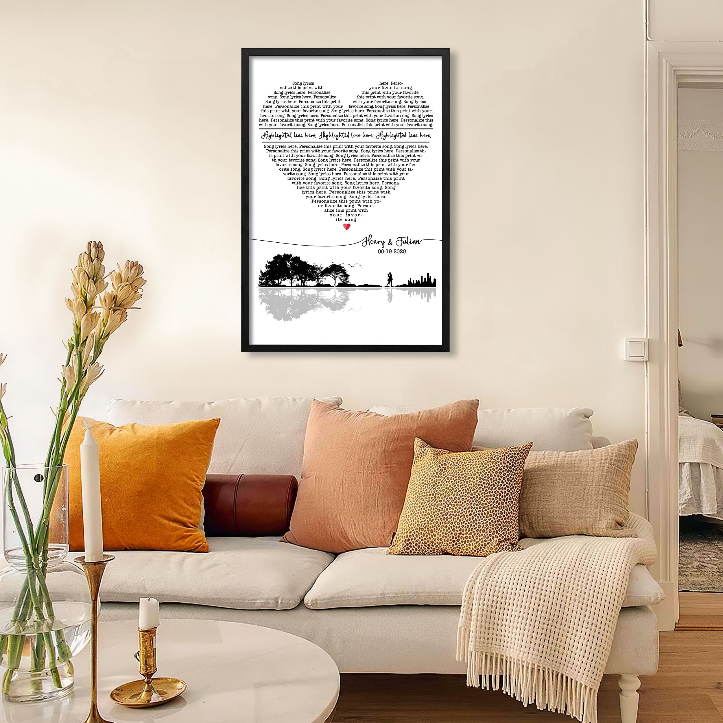 Custom Song Lyrics Poster Wall Art Gifts For Perfect Boyfriend Valentines Personalized Heart Lyric